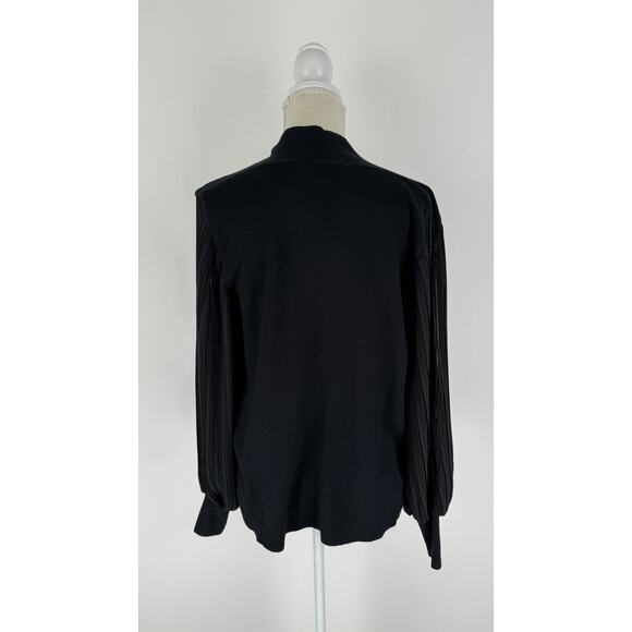 Siani Milano Waterfall Cardigan Sheer Accordion Long Sleeve Womens Medium Black - Picture 4 of 10